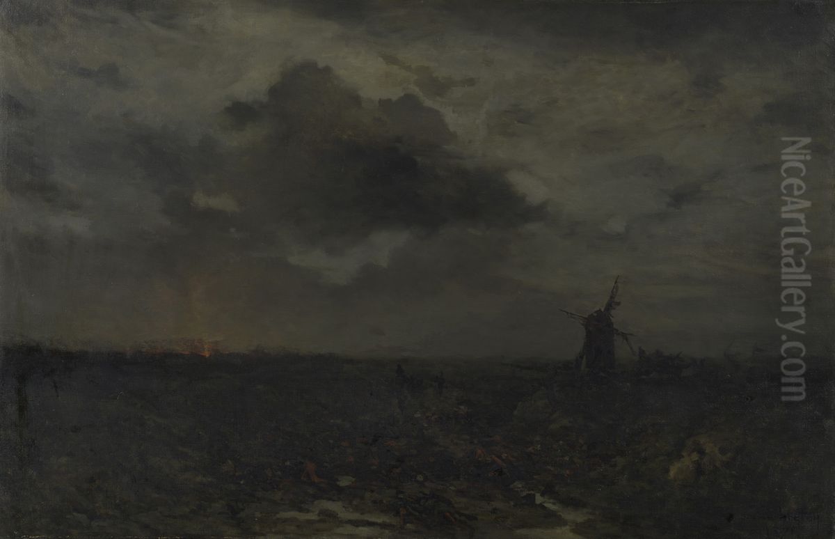 De nacht na de Slag om Saint-Quentin Oil Painting by Emile Adelard Breton