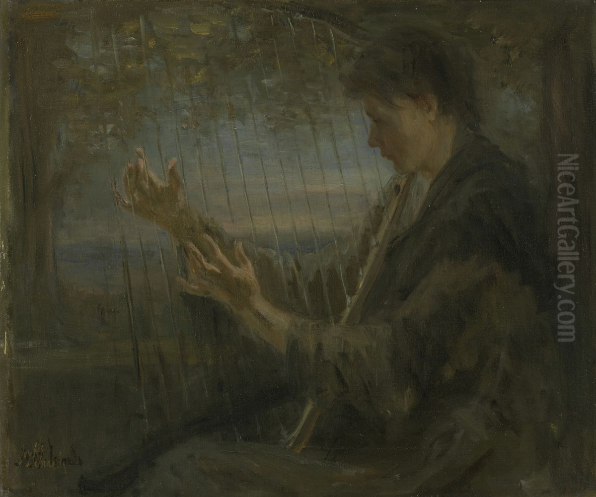 De harp Oil Painting by Jozef Israels