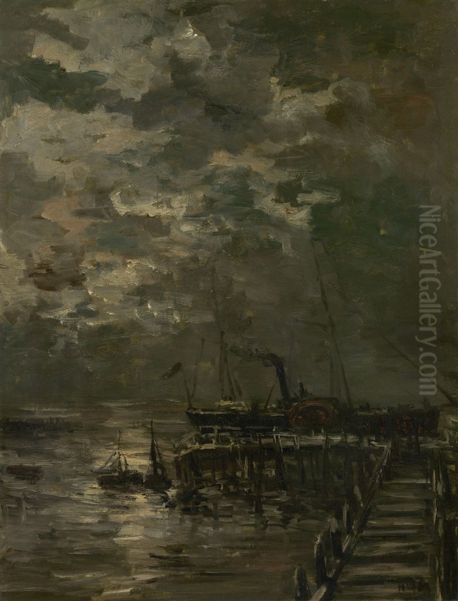 Harbour at Vlissingen Oil Painting by Hendrik Willem Mesdag