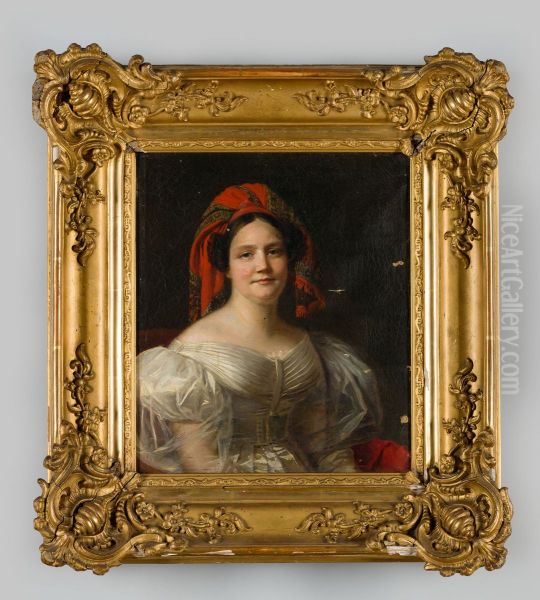 Portret van Wilhelmina Philippine Willink Oil Painting by Geldersch Landschap en Kasteelen