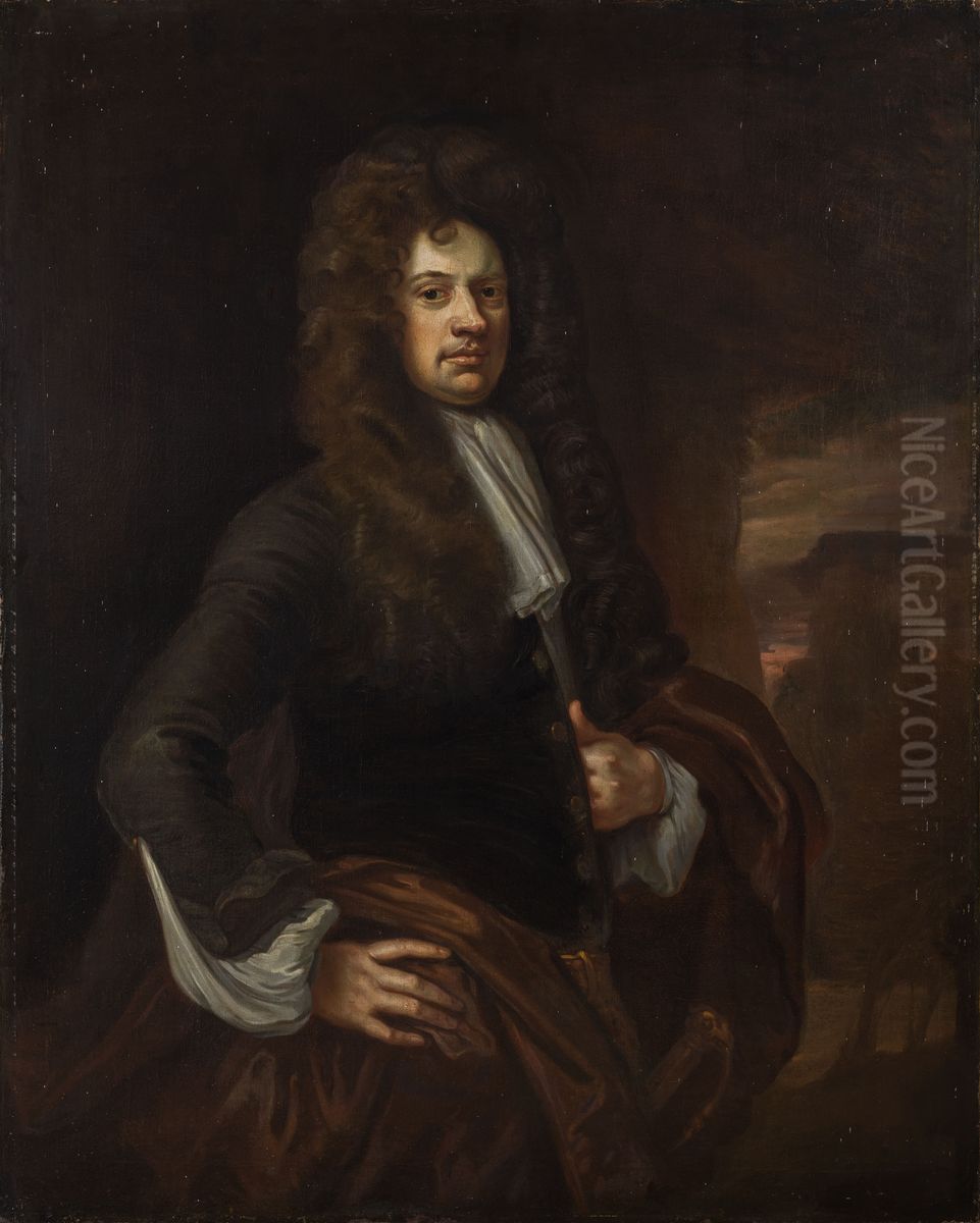 Portret van een heer Oil Painting by Godfrey Kneller