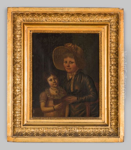 Portrait of Caroline Rose Clotilis Flament (1802-1835) and her nurse Boyer Oil Painting by Geldersch Landschap en Kasteelen