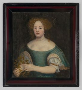 Portret van een dame met bladeren krans