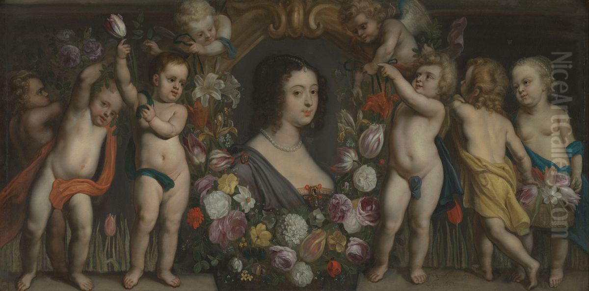 Portrait of a woman, possibly Anna van Renesse (....-....) Oil Painting by Theodoor van Thulden