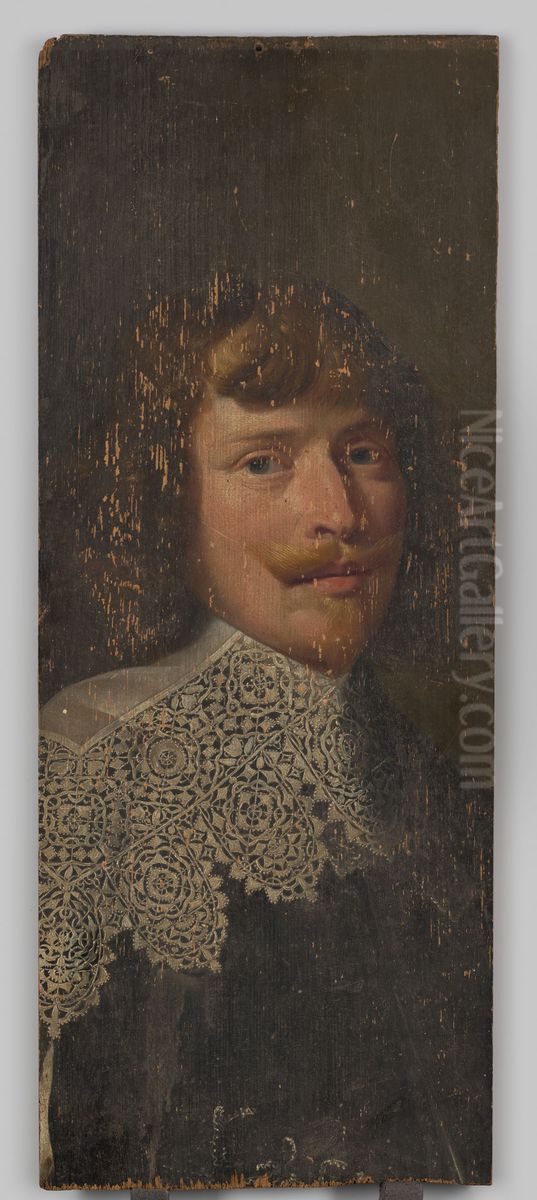 Fragment van een mansportret Oil Painting by Geldersch Landschap en Kasteelen