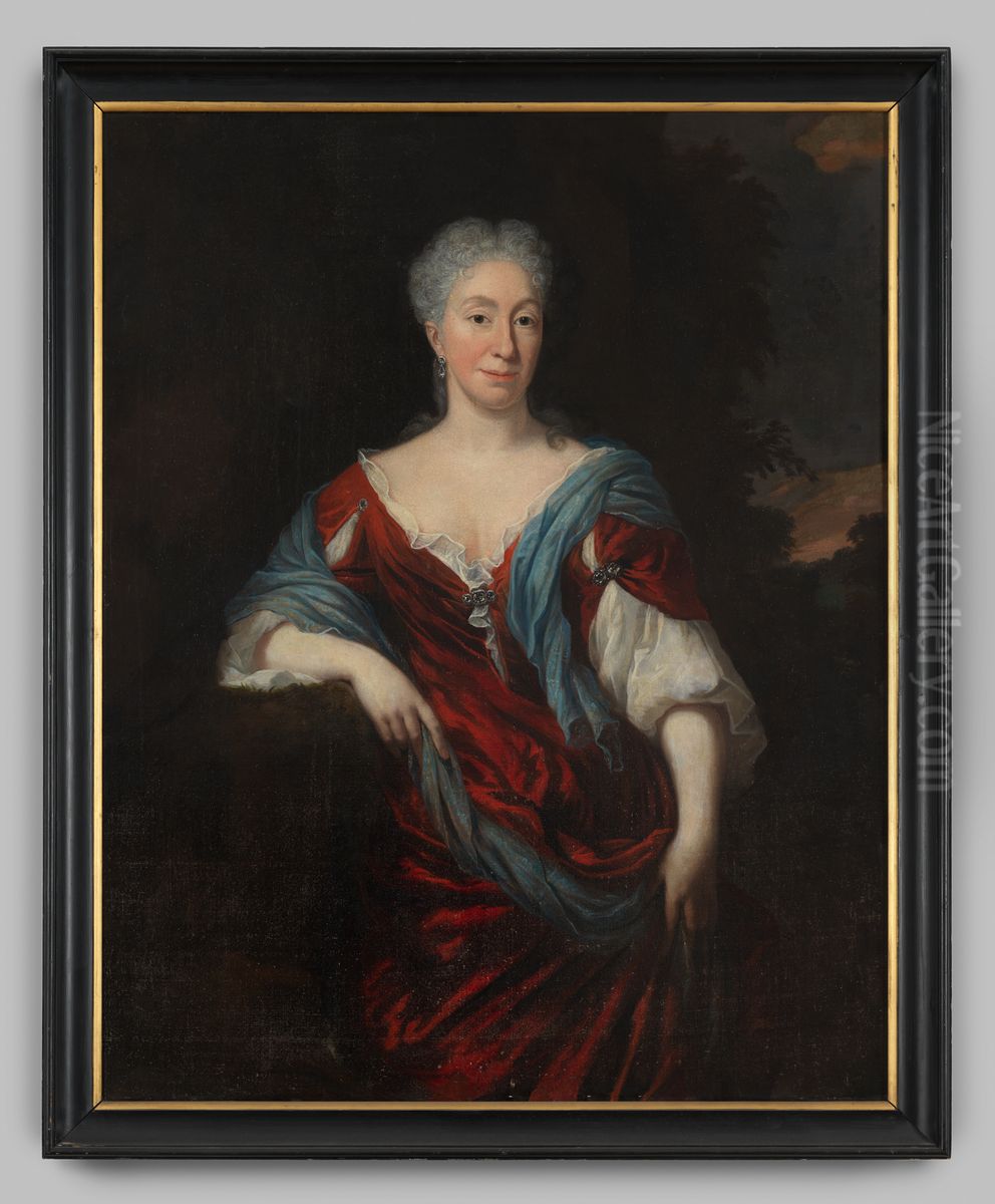 Portrait of a woman, possibly of the familiy Van Lynden Oil Painting by Geldersch Landschap en Kasteelen