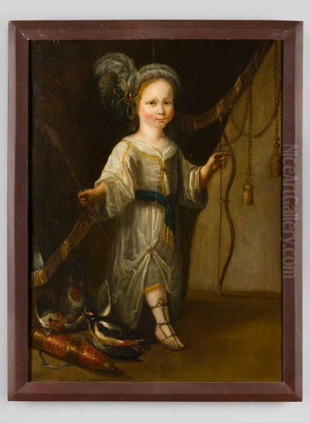 Portret van een jongen met pijl en boog Oil Painting by Geldersch Landschap en Kasteelen