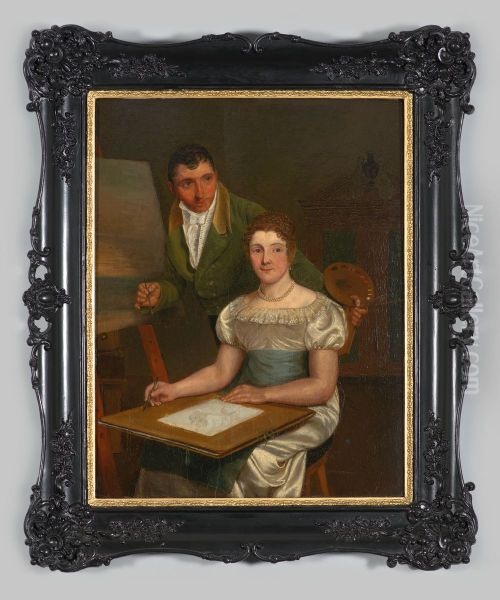 Double portrait of Coenraad Alexander Weerts (1782-1868) and Anna Maria de Jongh (1782-1830) Oil Painting by Cornelis Cels