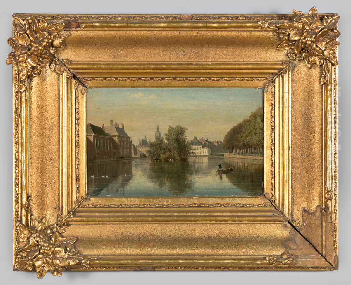 De Hofvijver in Den Haag Oil Painting by Johannes Joseph Destree