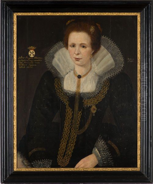 Portrait of Agnes van Schimmelpenninck van der Oye (1587-1666) Oil Painting by Geldersch Landschap en Kasteelen