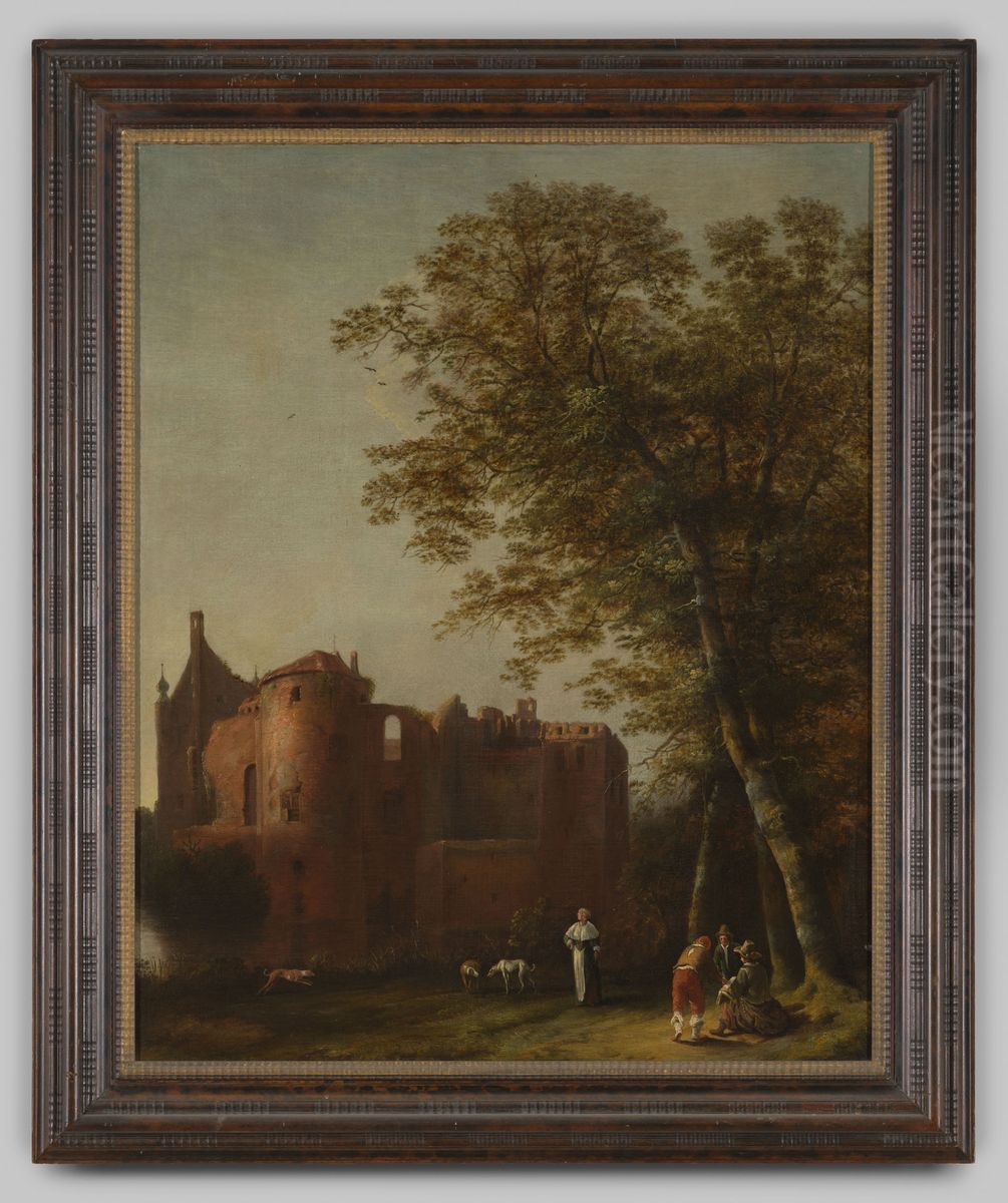 De ruine van kasteel Waardenburg Oil Painting by Geldersch Landschap en Kasteelen