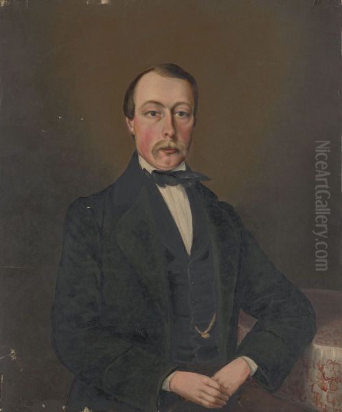 Portret van een onbekende heer Oil Painting by Geldersch Landschap en Kasteelen