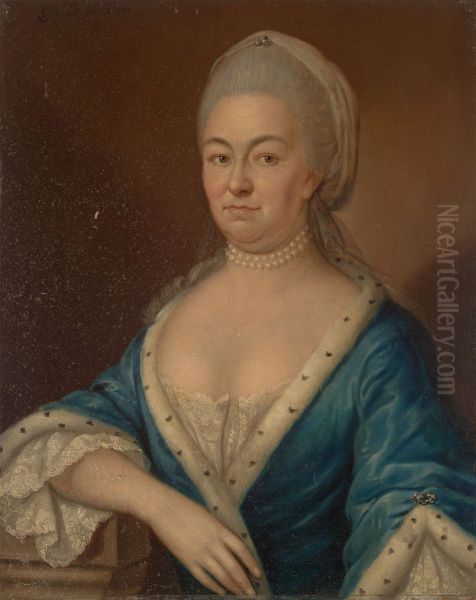 Portrait of Ursula Philippota van Reede (1709-1778) Oil Painting by August Christian Hauck