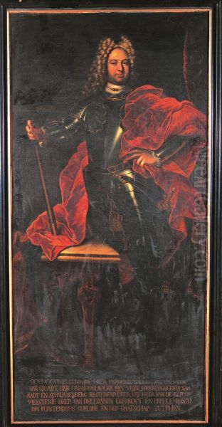 Portret van Frederik Willem vrijheer Van Quadt Oil Painting by Theodorus Caenen