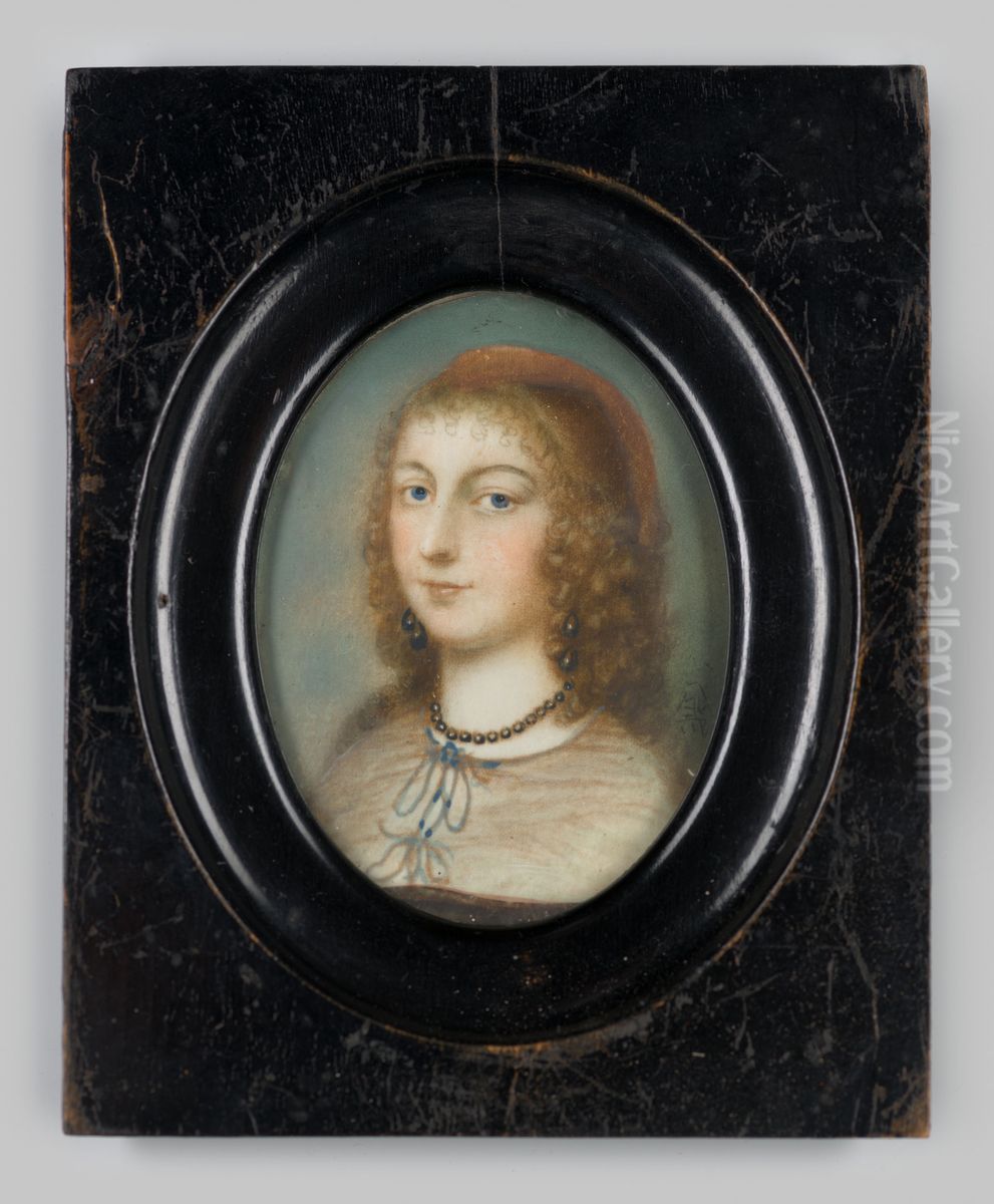 Miniatuur damesportret Oil Painting by Geldersch Landschap en Kasteelen