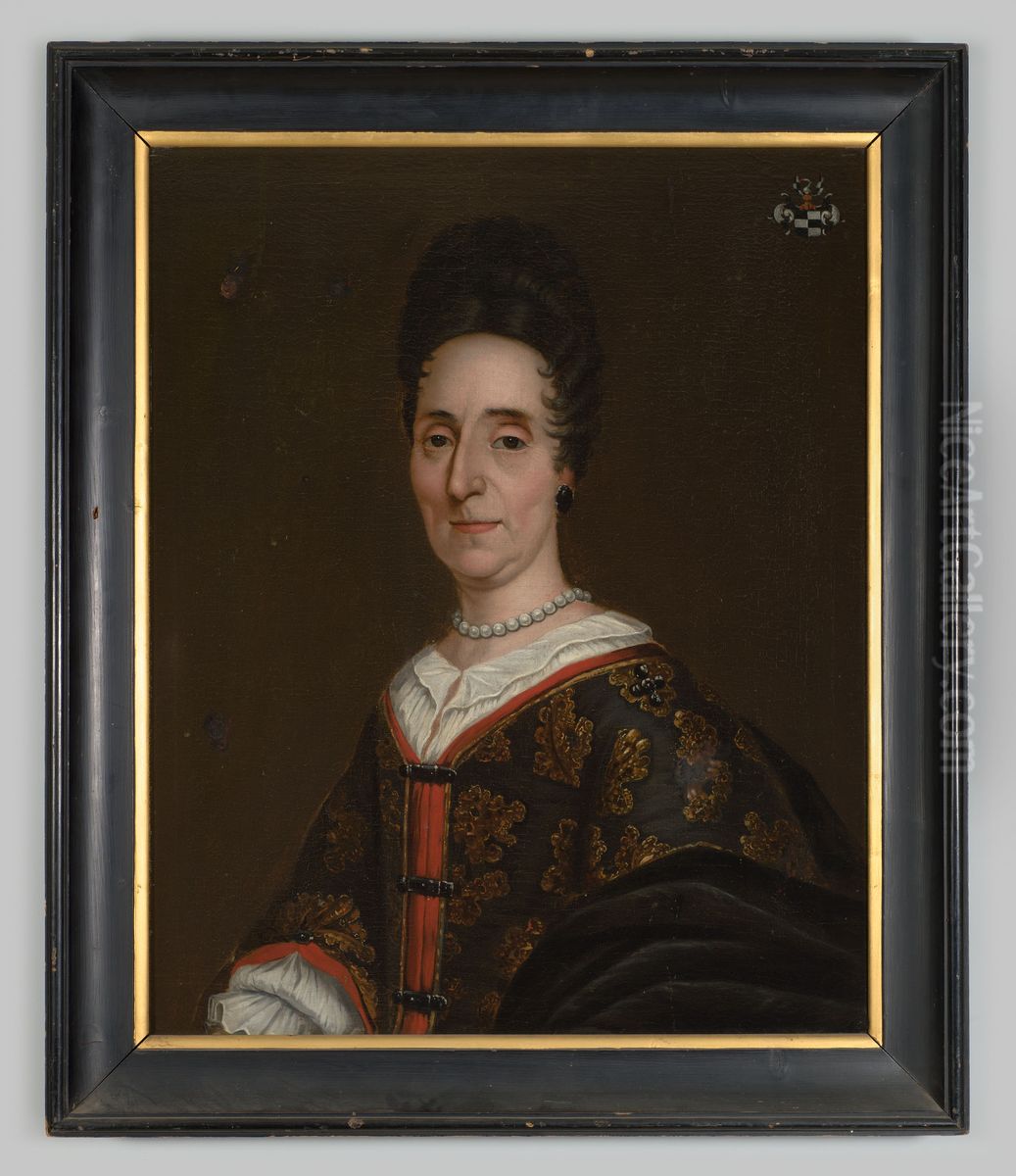 Portrait of Ermgard Judith van der Schueren (?-1706) Oil Painting by Geldersch Landschap en Kasteelen