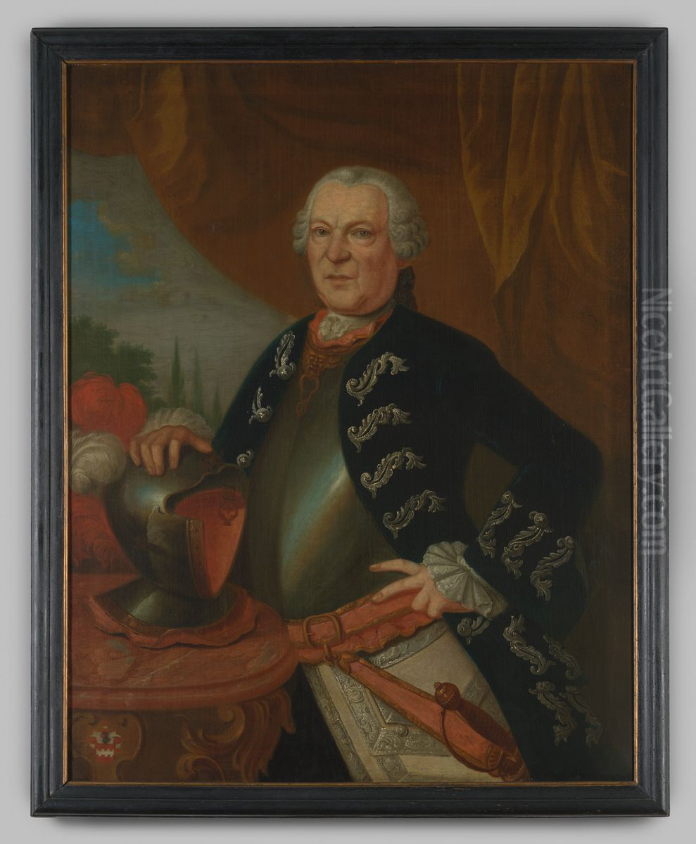 Portrait of Alexander Walraad Diederik van Hugenpoth (1695-1780) Oil Painting by J.L.P. Marquart