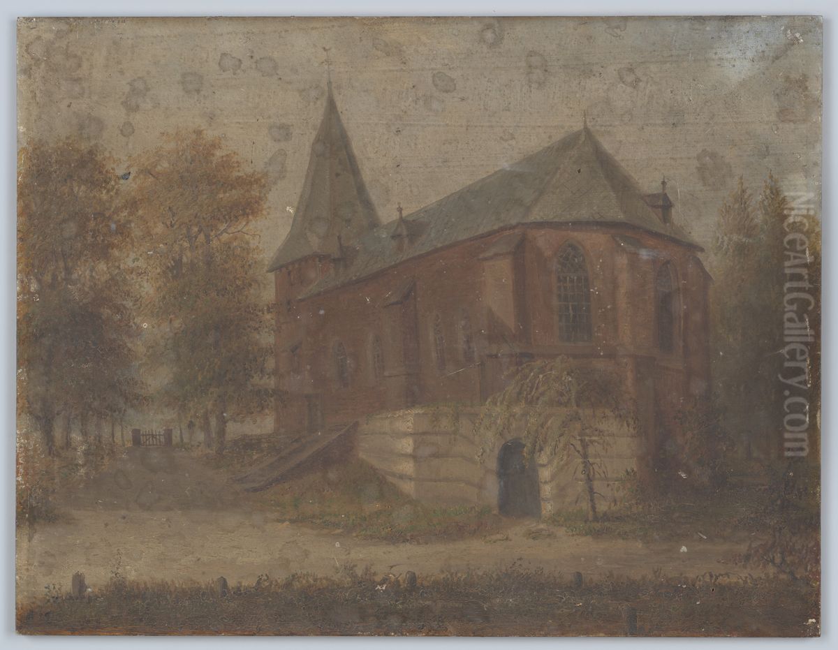 Gezicht op een kerk Oil Painting by Geldersch Landschap en Kasteelen