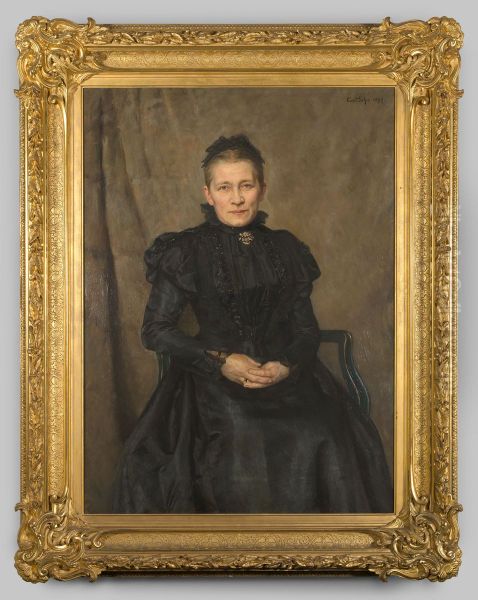 Portrait of Emma Elisabeth Stein (1838-?) Oil Painting by Carl Rudolph Sohn