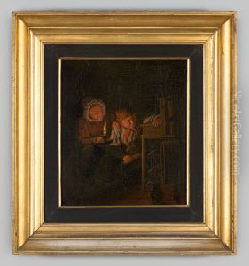 Jongen en meisje met kaarslicht in de donkerte