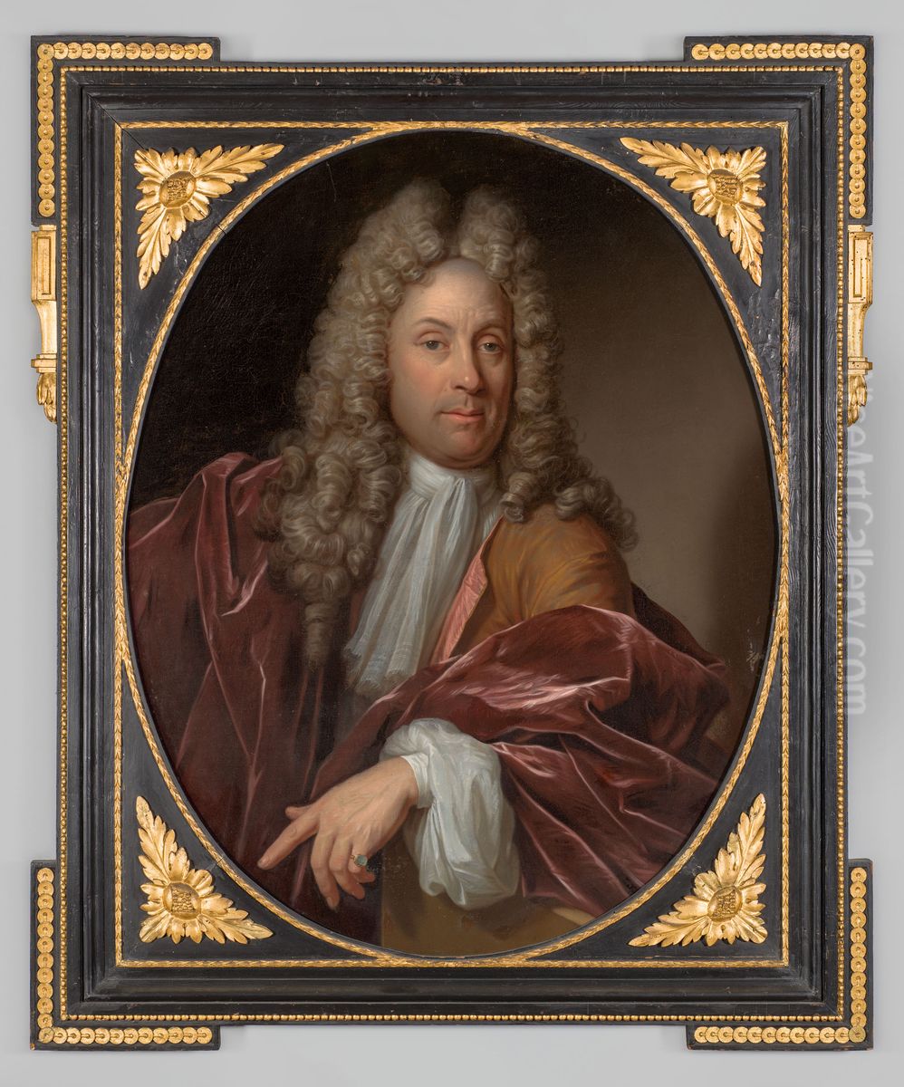 Portret van Jan Jacobus Braems Oil Painting by Dirk Valkenburg