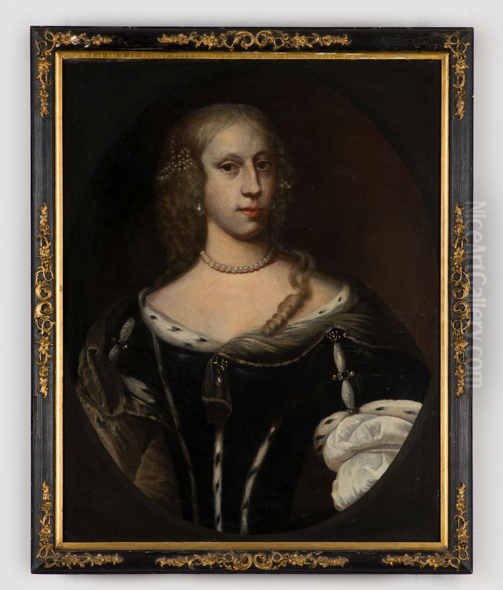 Portrait of a woman, probably Hendrina van Arnhem (1625-1671) Oil Painting by Geldersch Landschap en Kasteelen