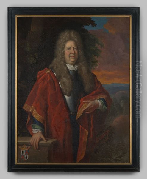 Portrait of Joannes Everardus Canisius van der Heyden (?-1711) Oil Painting by Geldersch Landschap en Kasteelen
