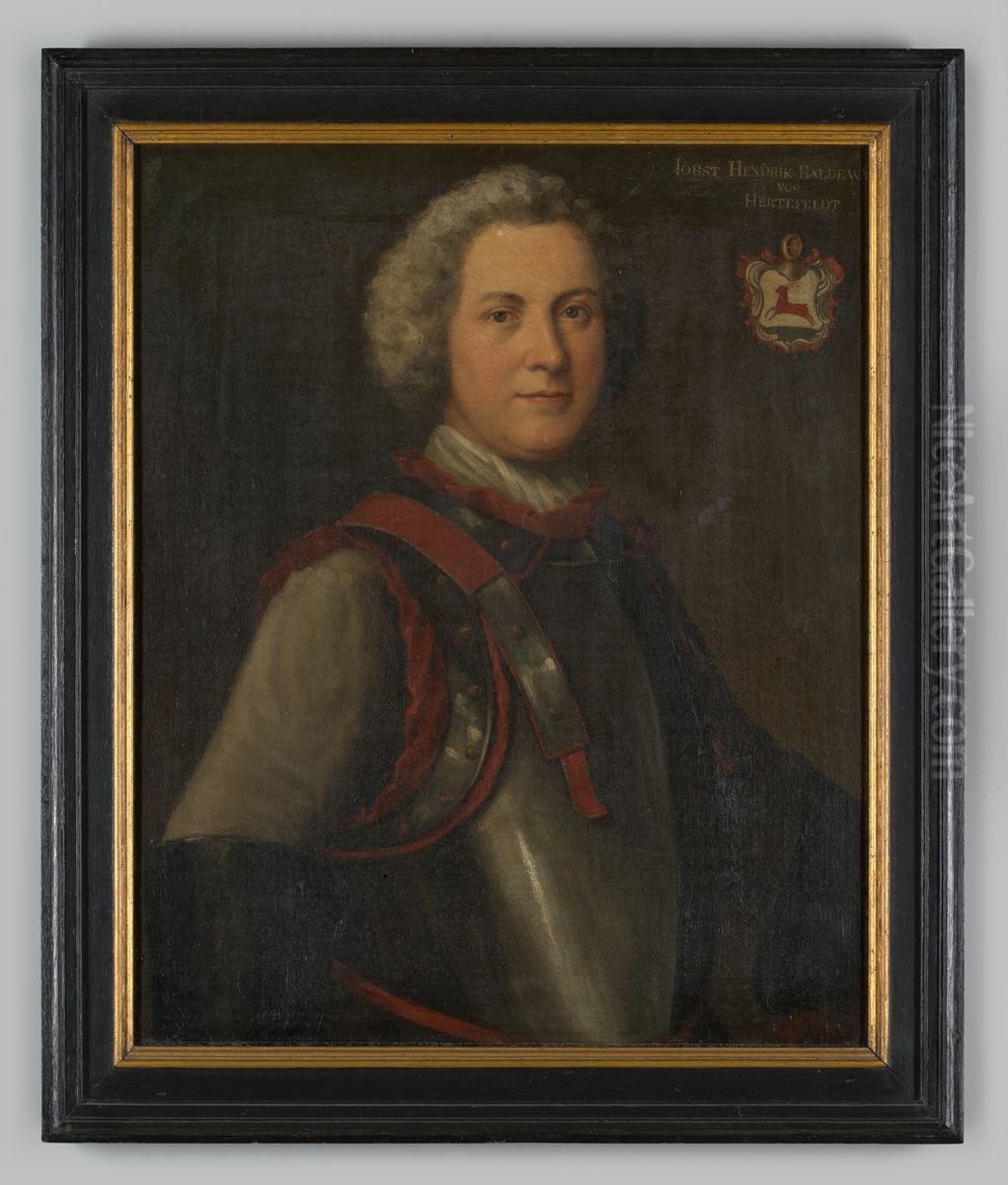 Portret van Joost Hendrik Baldewijn von Hertefelt Oil Painting by Geldersch Landschap en Kasteelen