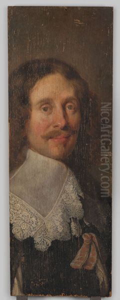 Fragment van een mansportret Oil Painting by Geldersch Landschap en Kasteelen