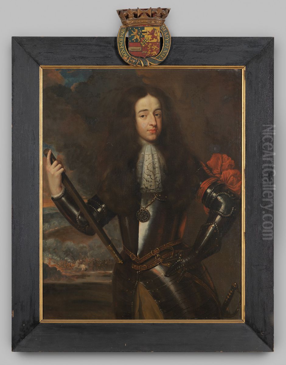 Portrait of Willem III van Oranje-Nassau (1650-1702) Oil Painting by Caspar Netscher