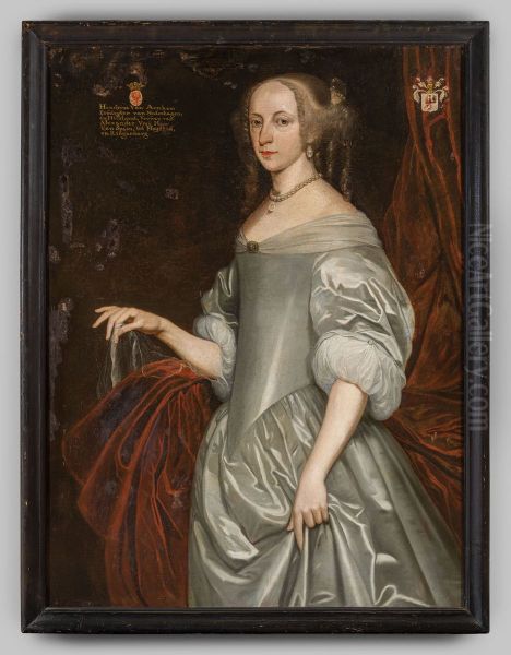 Portrait of Hendrina van Arnhem (1625-1671) Oil Painting by Geldersch Landschap en Kasteelen