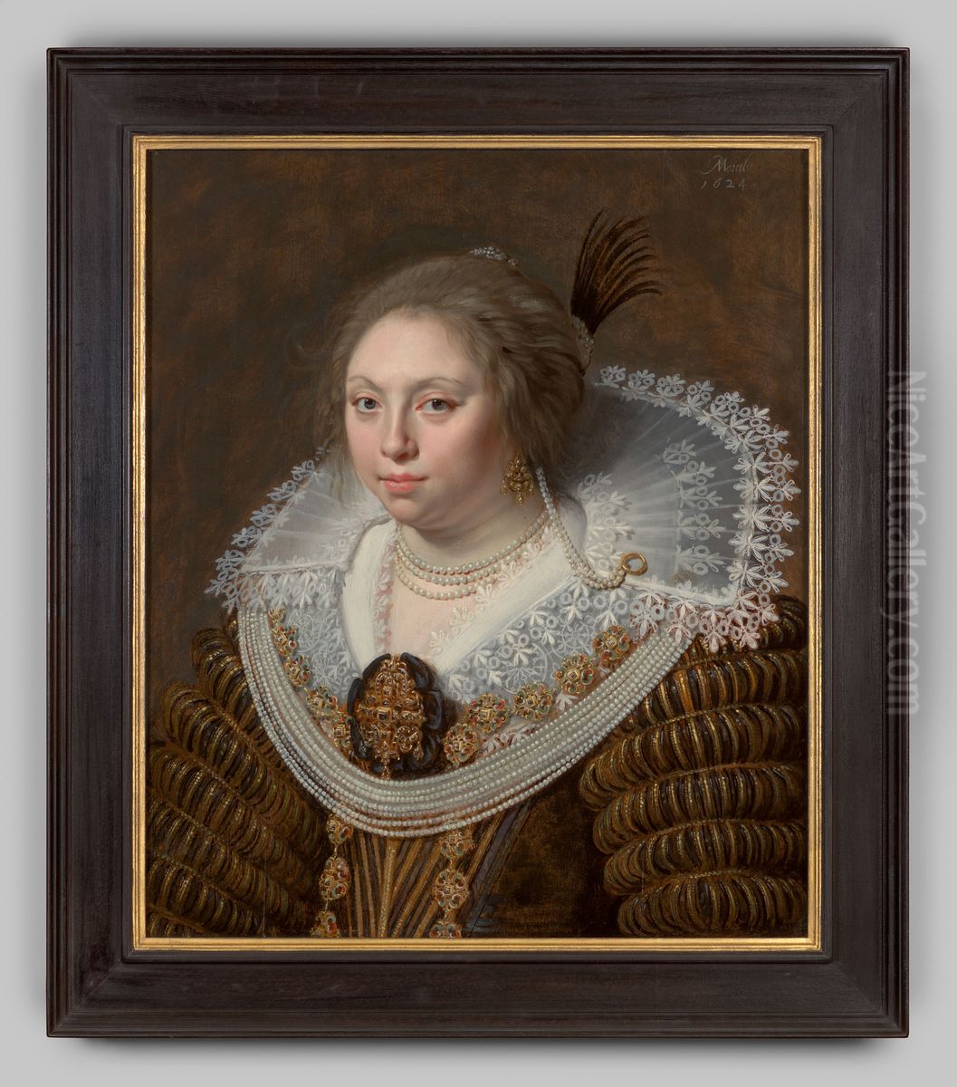Portrait of Ermgard Elisabeth van Dorth (1601-1644) Oil Painting by Paulus Moreelse