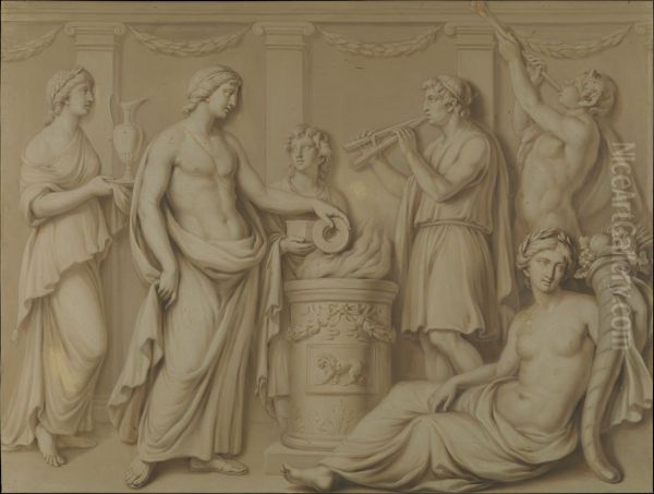 Ceremonial Scene Oil Painting by Robert Adam