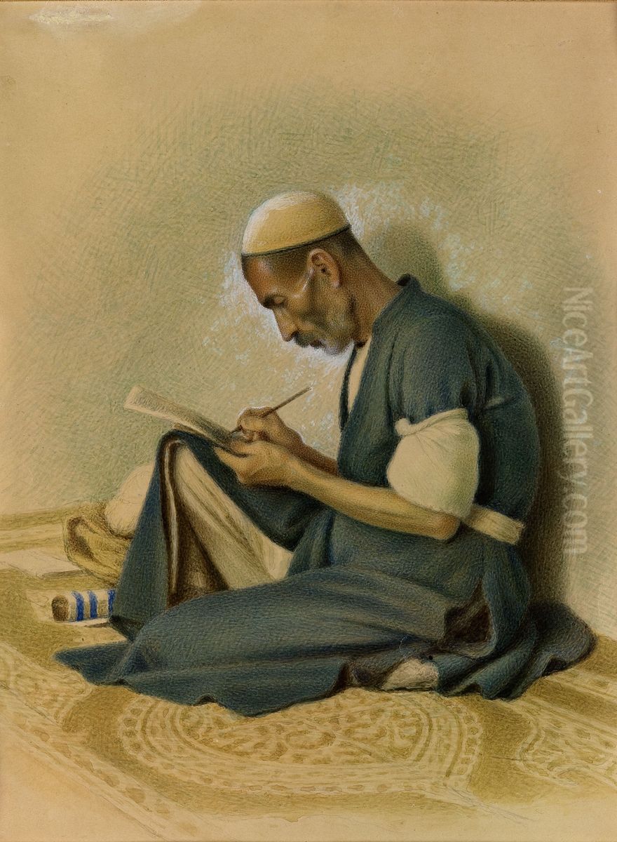 Mirza Hadi Khoshnevis Oil Painting by Kamal-ol-molk