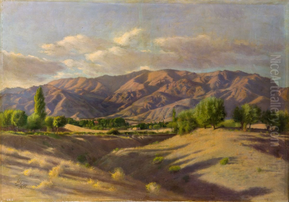 Panorama of Tochal Oil Painting by Kamal-ol-molk