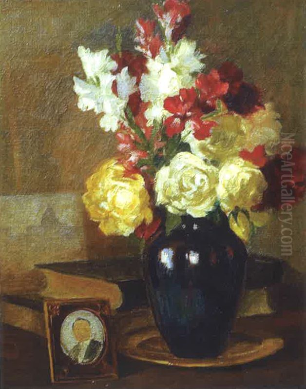 Le Vase Bleu. Oil Painting by Moustafa Farroukh