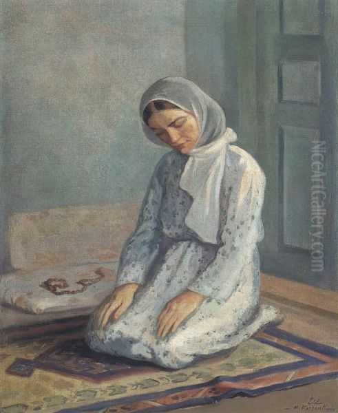 La Priere de Midi. Oil Painting by Moustafa Farroukh
