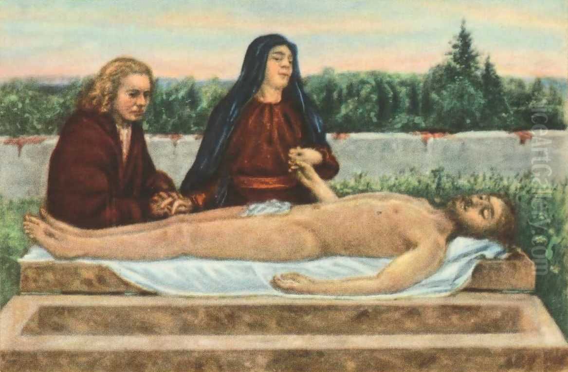 Pieta. Maria und Johannes trauernd am Leichnam Christi Oil Painting by Max Klinger