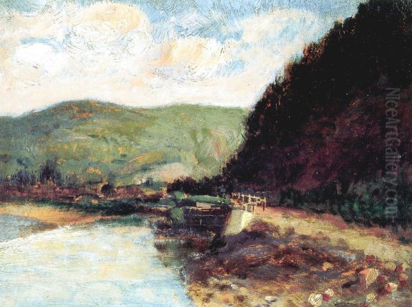 Highland Scene Oil Painting by Karoly Telepy