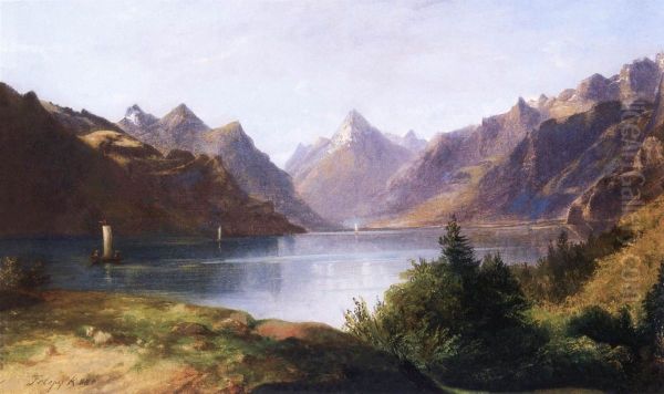 Tarn Oil Painting by Karoly Telepy