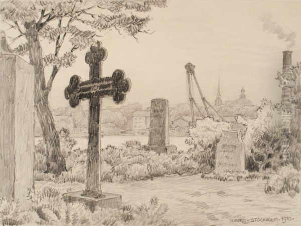 Kyrkogarden inom Galarvarvet. Oil Painting by Ferdinand Boberg