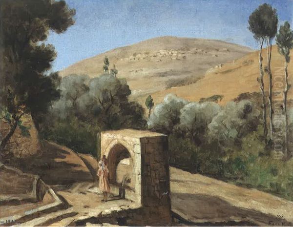 A Sebil at the Chouf. Oil Painting by Moustafa Farroukh