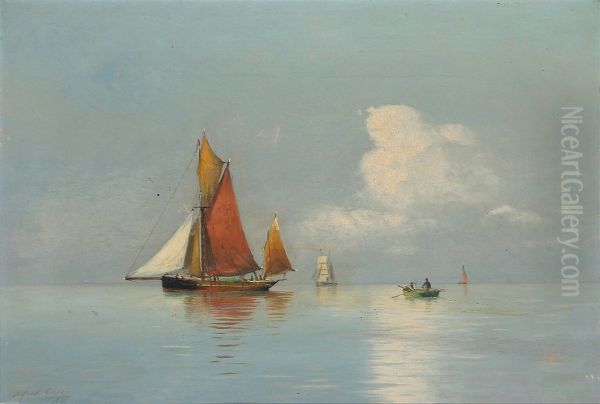 A calm day at sea. Oil Painting by Alfred Olsen