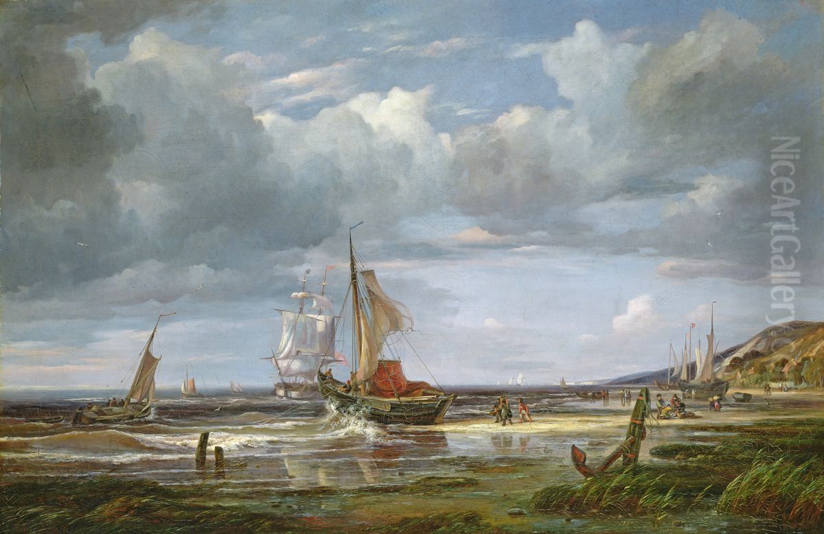 The Elbe at Blankenese Oil Painting by Adolph Friedrich Vollmer