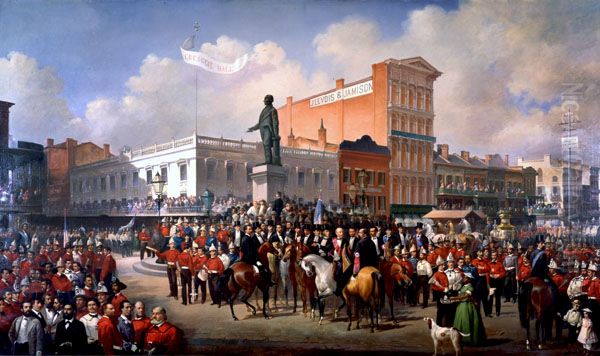 Volunteer Firemen's Parade, March 4th 1872 Oil Painting by Paul E. Poincy