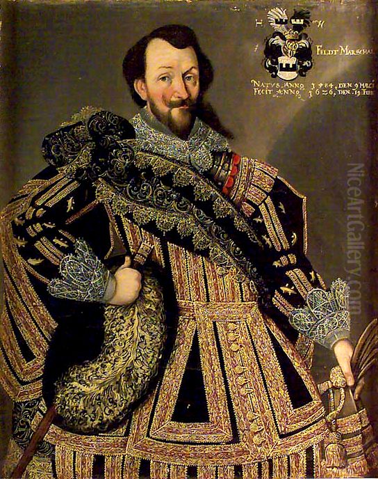 Portratt av Faltmarskalken Herman Wrangel, 1584-1643. Oil Painting by Georg Gunther Kraill