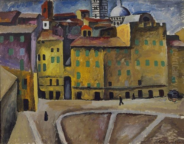 Piazza della signoria in Siena Oil Painting by Pyotr Konchalovsky