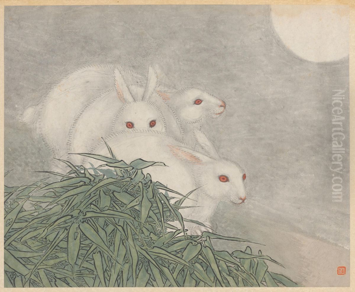 <<ren yu shi er sheng xiao tu ce-tu>> Oil Painting by Ren Yu