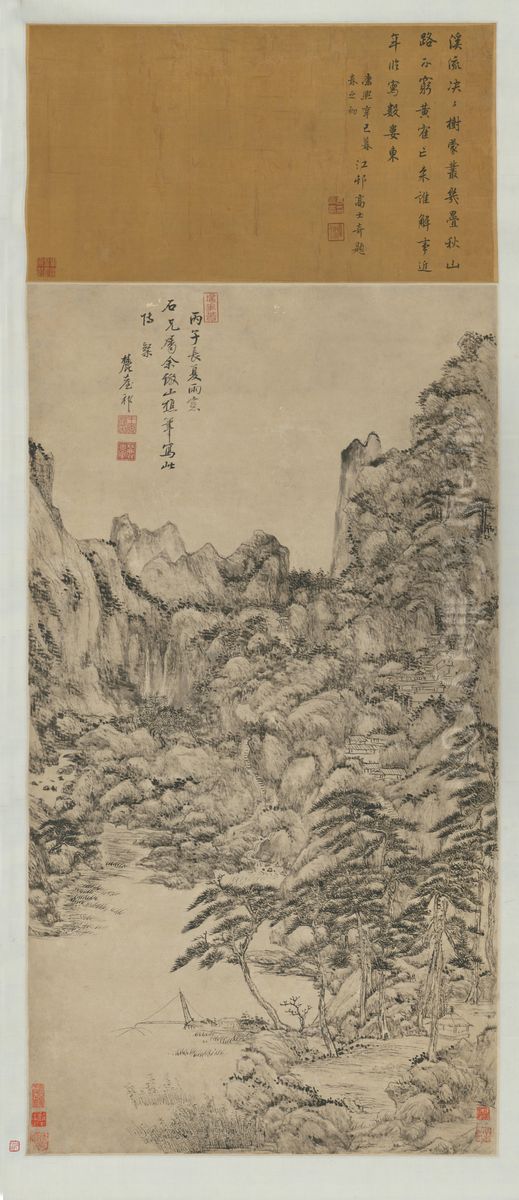 <<wang yuan qi fang shan qiao shan shui zhou>> Oil Painting by Wang Yuanqi