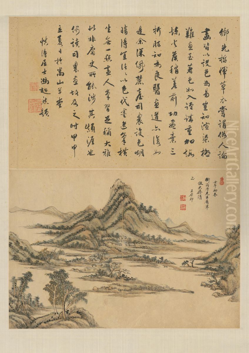 <<wang yuan qi shan shui ce zhuang zhou>> Oil Painting by Wang Yuanqi